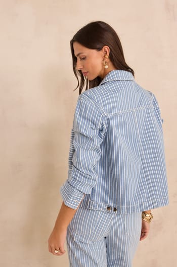 Striped long-sleeve blended cotton jacket CARLA;${refinementColor}