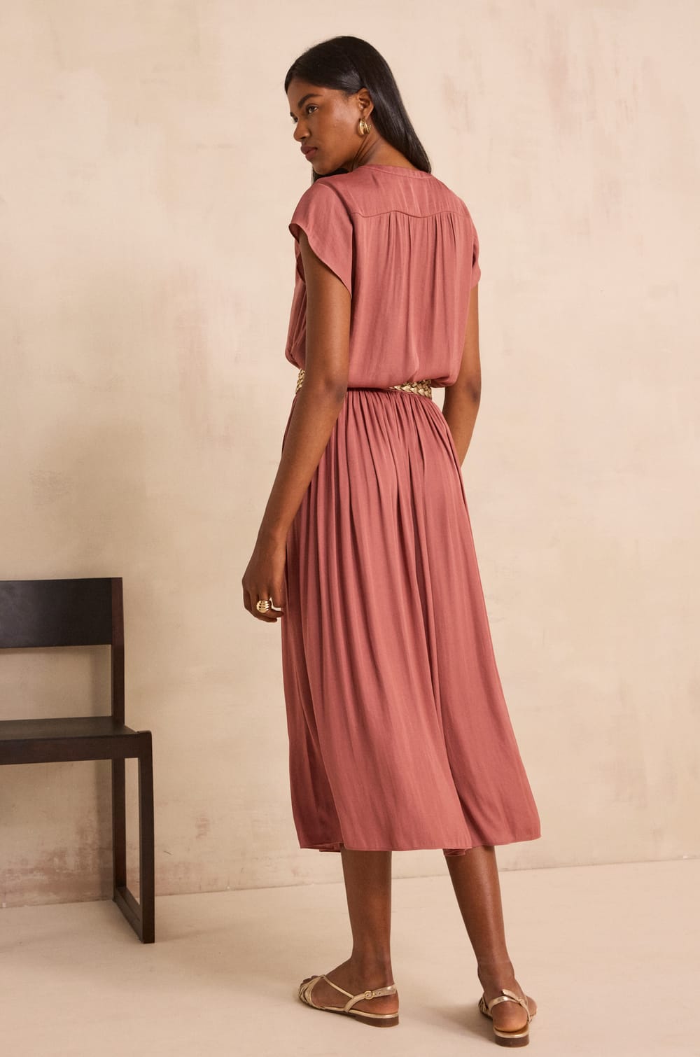 Jupe longue satin&eacute;e Juliana;${refinementColor}
