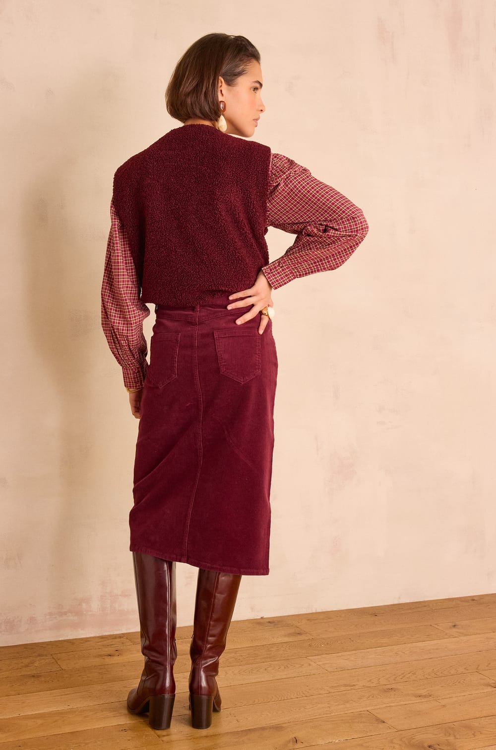 CLEO straight corduroy skirt;${refinementColor}