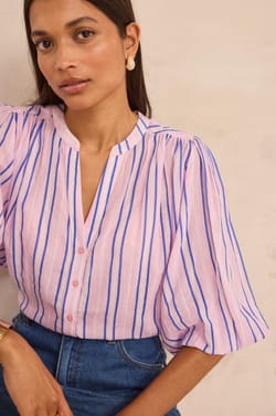 Long-sleeve striped cotton blouse DARINA;${refinementColor}