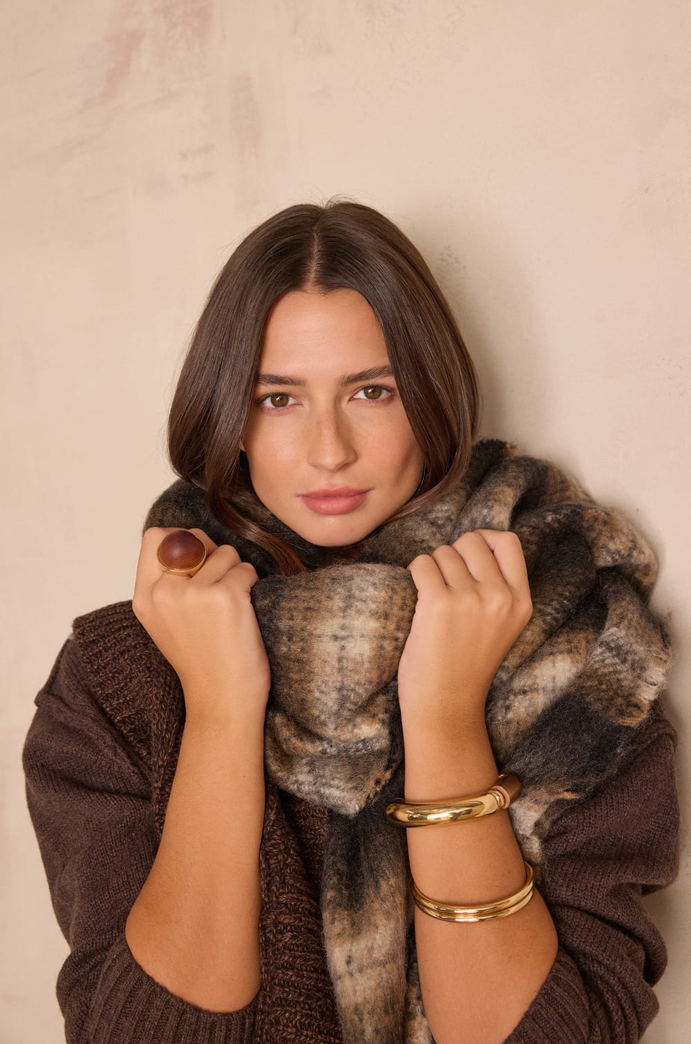 THEODORE checked scarf;${refinementColor}