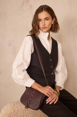 ABEL BIS sleeveless waistcoat in herringbone wool;${refinementColor}