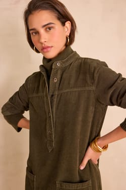 RITA straight shirt dress in velvet;${refinementColor}