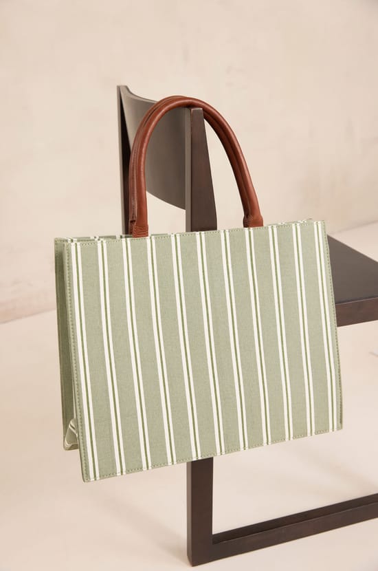 Striped cotton tote bag MATT;${refinementColor}