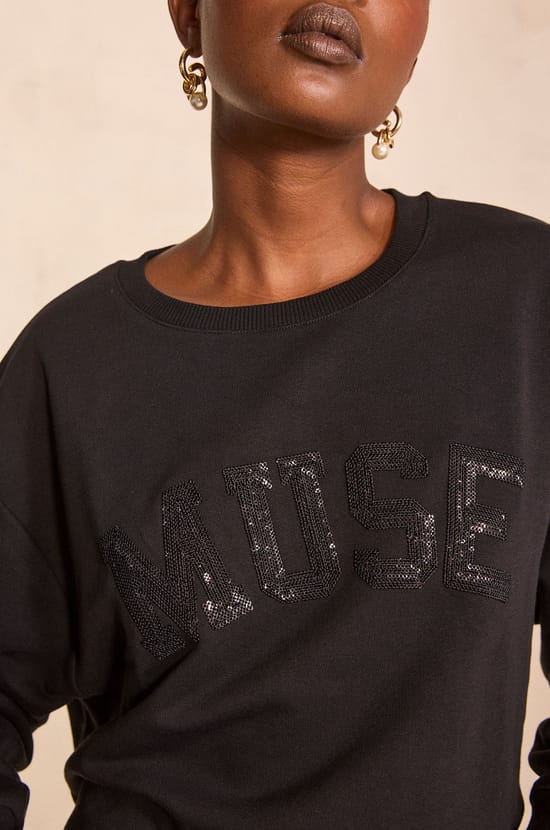 MUSE sequined detail sweatshirt;${refinementColor}
