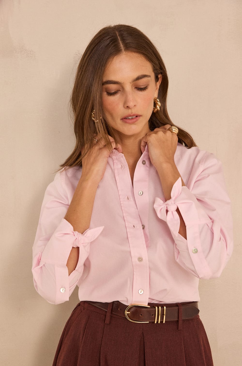 MARIA long-sleeve cotton shirt;${refinementColor}