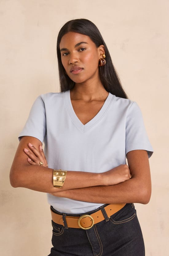 Short sleeve cotton T-shirt DANA;${refinementColor}