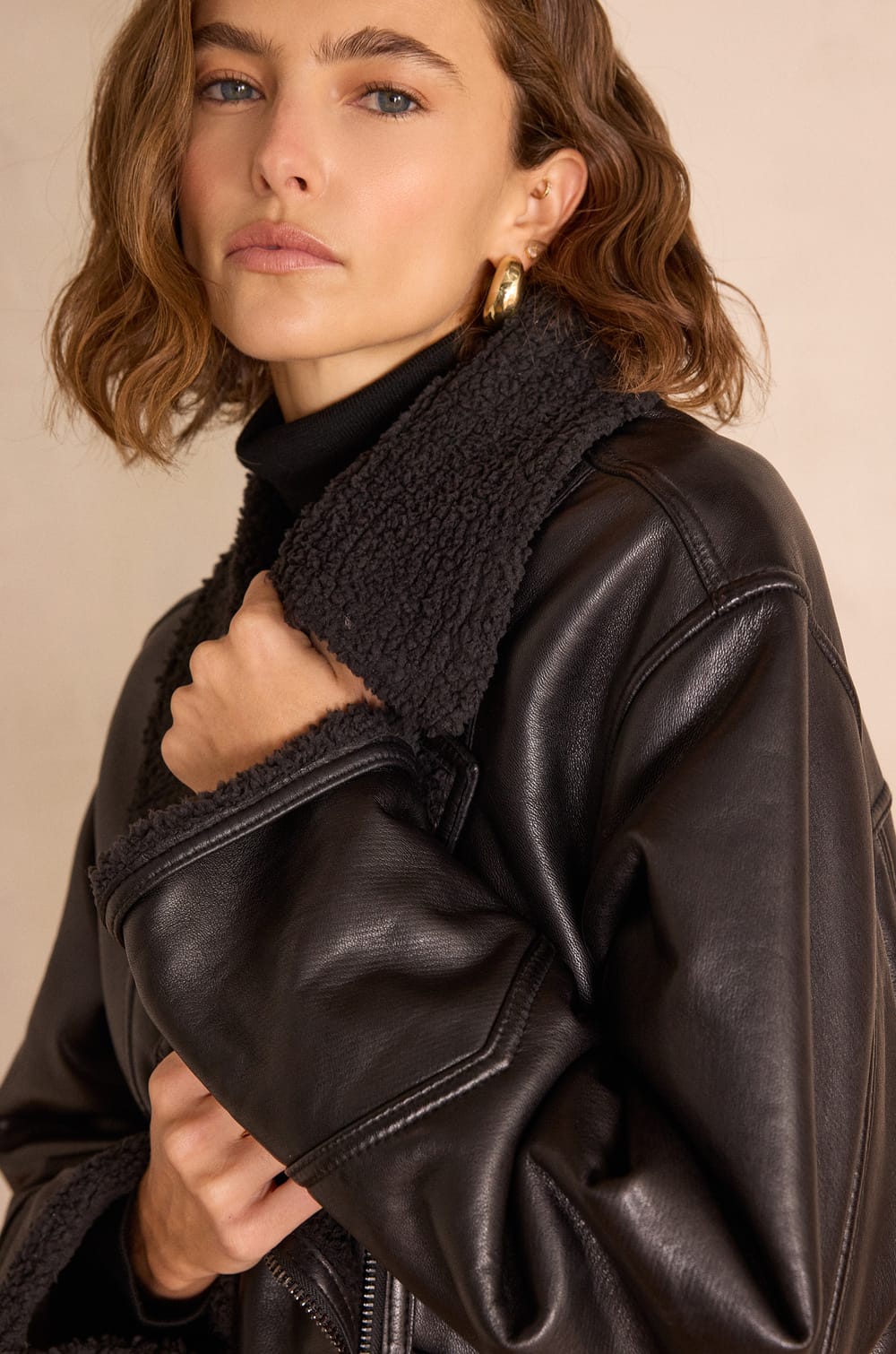 FOLIO leather jacket;${refinementColor}