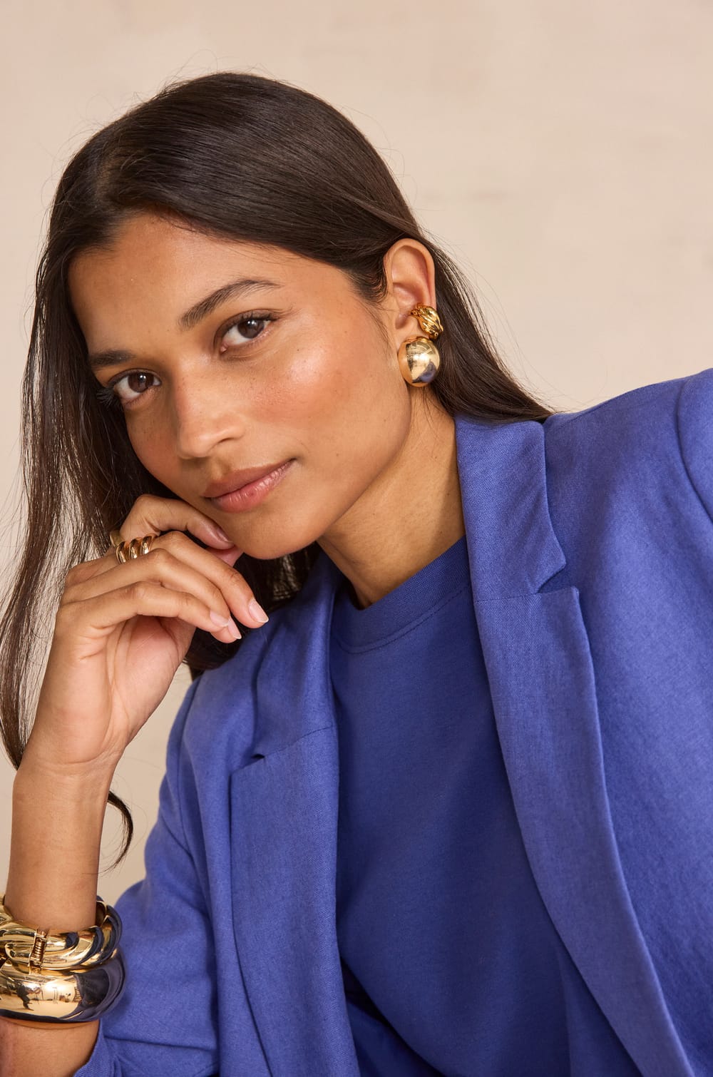 NELIA linen blend tailored jacket;${refinementColor}