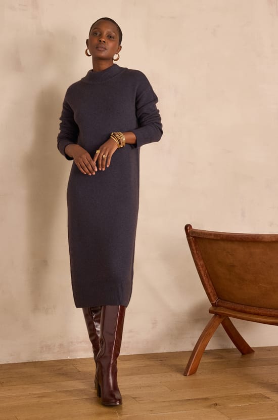 ROXANA straight wool dress;${refinementColor}