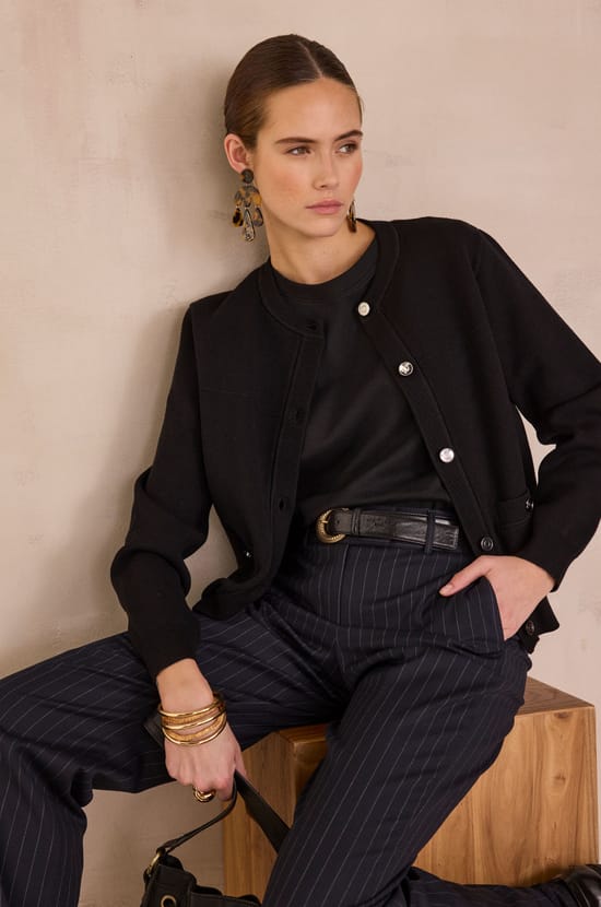 LAYLA high-waisted striped trousers;${refinementColor}