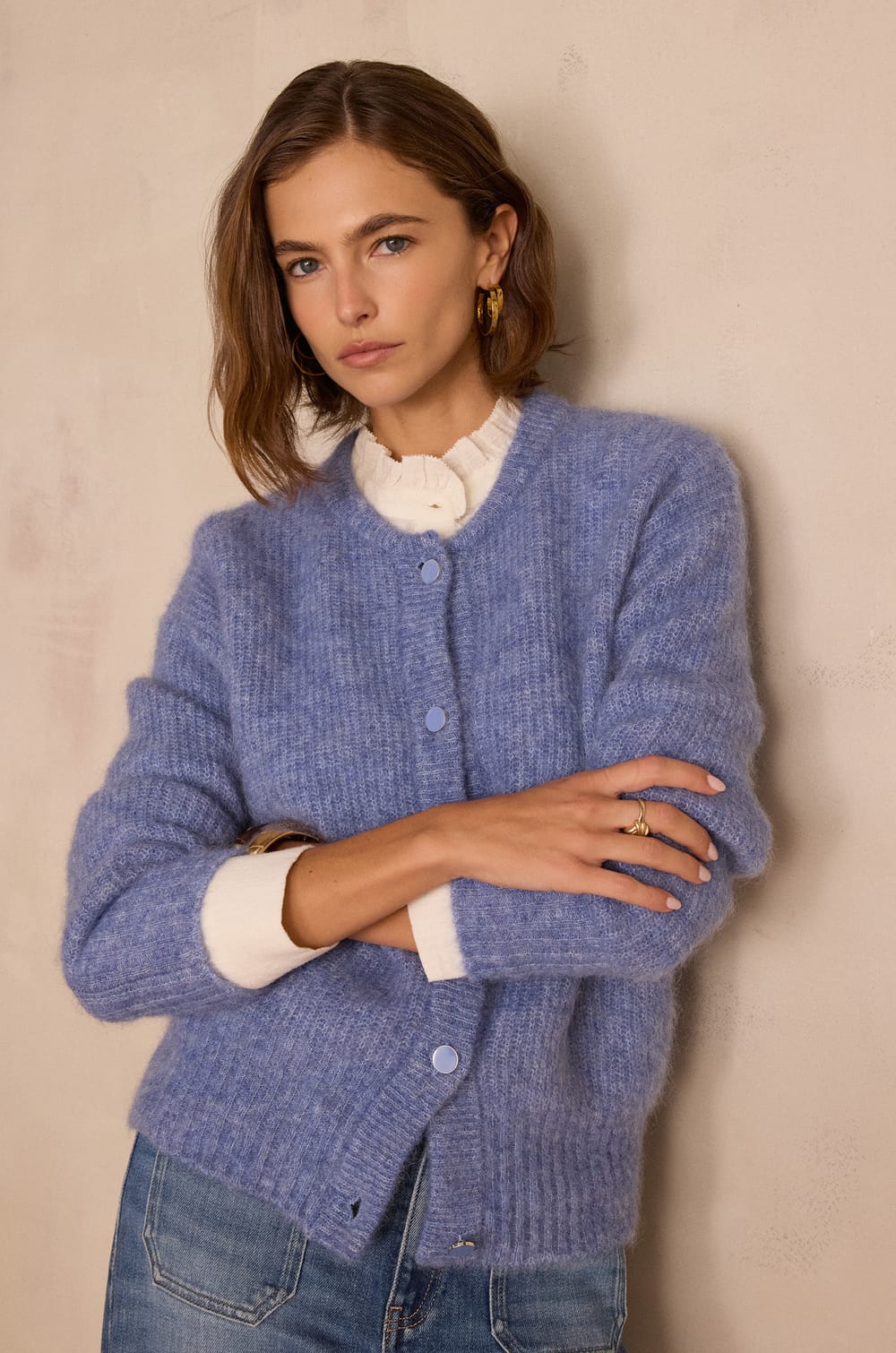 LOU mohair and alpaca cardigan;${refinementColor}