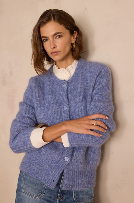 LOU mohair and alpaca cardigan;${refinementColor}