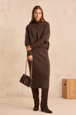Straight chocolate wool sweater VALENTINE;${refinementColor}