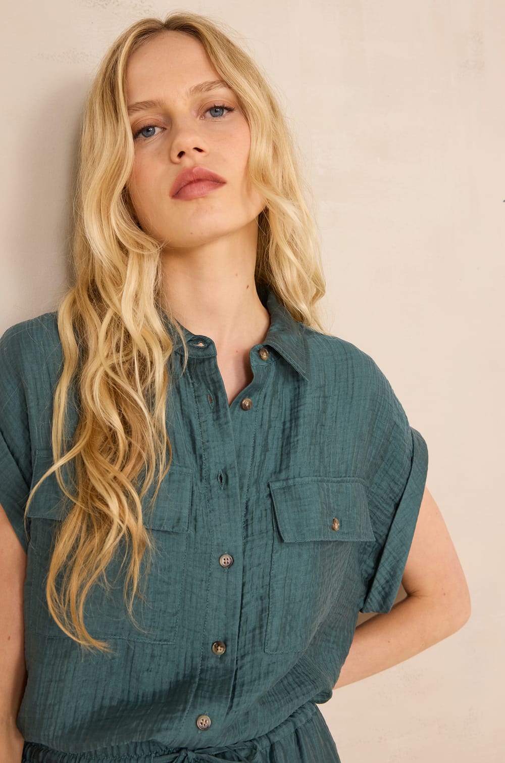 MALLORY short sleeve blouse;${refinementColor}