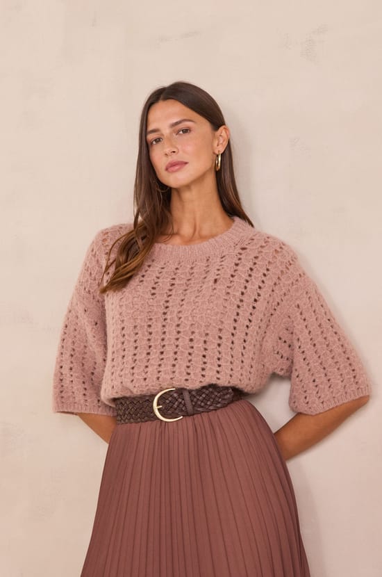 Openwork knit jumper PRUNE;${refinementColor}