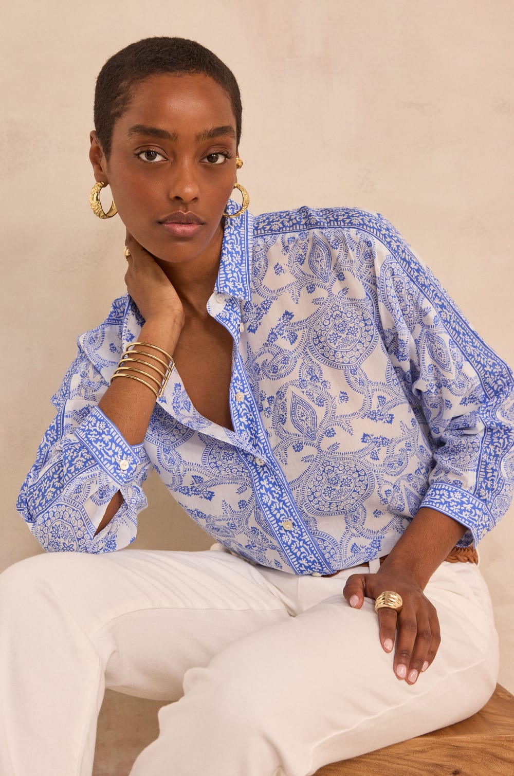 Chemise imprim&eacute;e &agrave; manches longues MATHILDE ;${refinementColor}