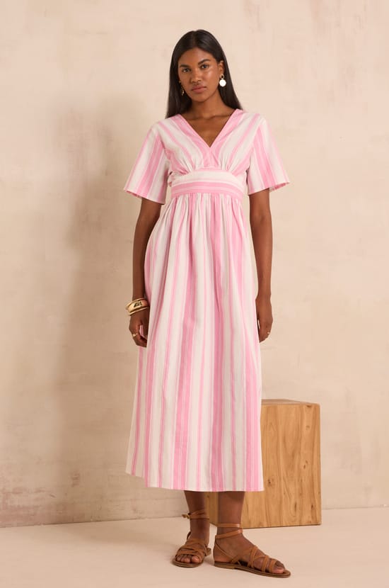 Striped cotton A-line dress PRIMEROSE;${refinementColor}
