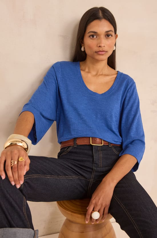 3/4 Sleeve T-shirt LIANA;${refinementColor}