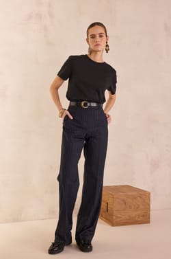 LAYLA high-waisted striped trousers;${refinementColor}