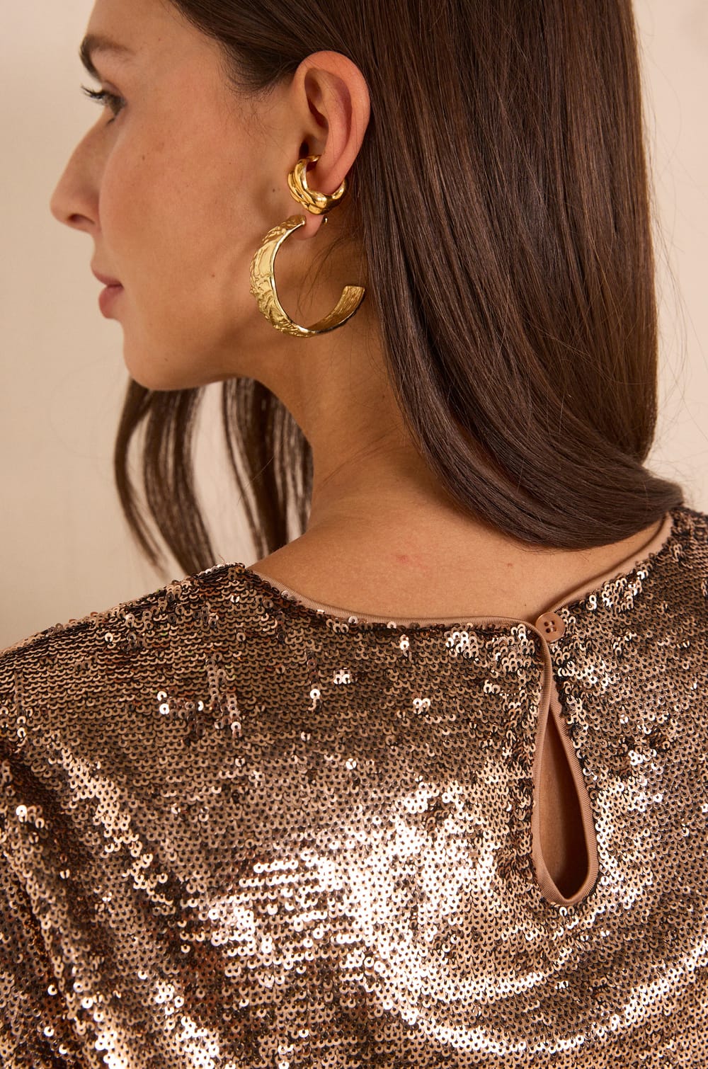 TARA short-sleeve sequin T-shirt;${refinementColor}