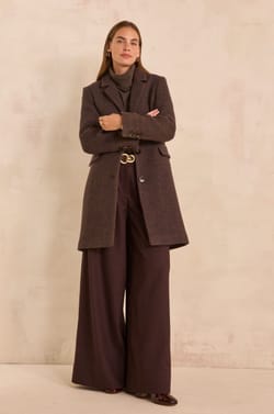 Chocolate mixed wool coat ANABELLE;${refinementColor}