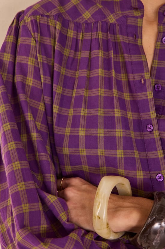 100% cotton checked blouse DONATELLA;${refinementColor}