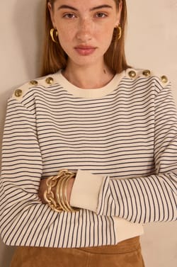 Long sleeve striped cotton T-shirt TALIA;${refinementColor}