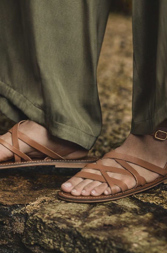 Flat strap leather sandals SACHA;${refinementColor}