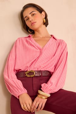 SEATTLE striped blouse;${refinementColor}