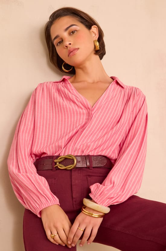 SEATTLE striped blouse;${refinementColor}