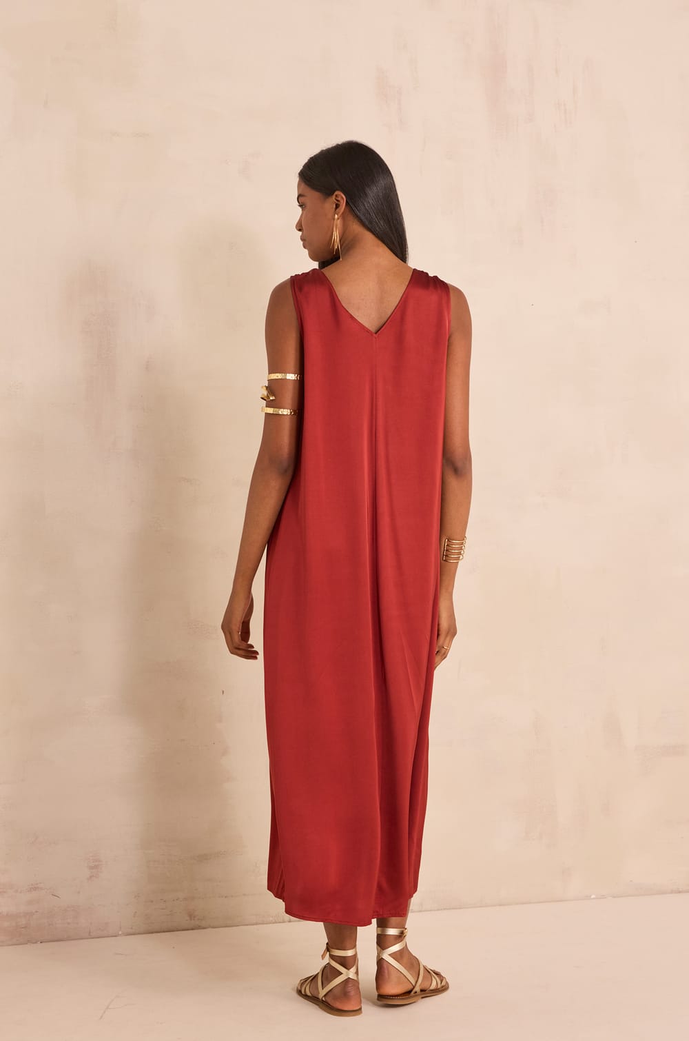 Penelope straight dress with straps;${refinementColor}