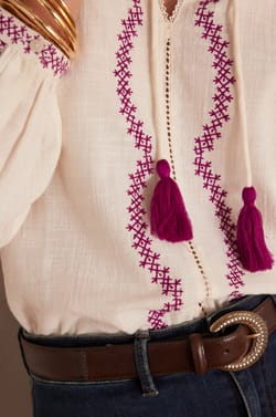 Blouse SULLY en coton et lin;${refinementColor}