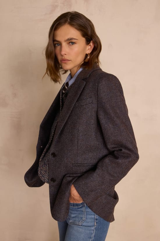 COURTNEY herringbone wool blazer;${refinementColor}