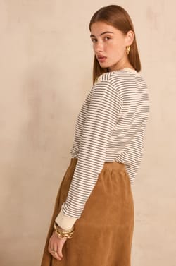 Long sleeve striped cotton T-shirt TALIA;${refinementColor}