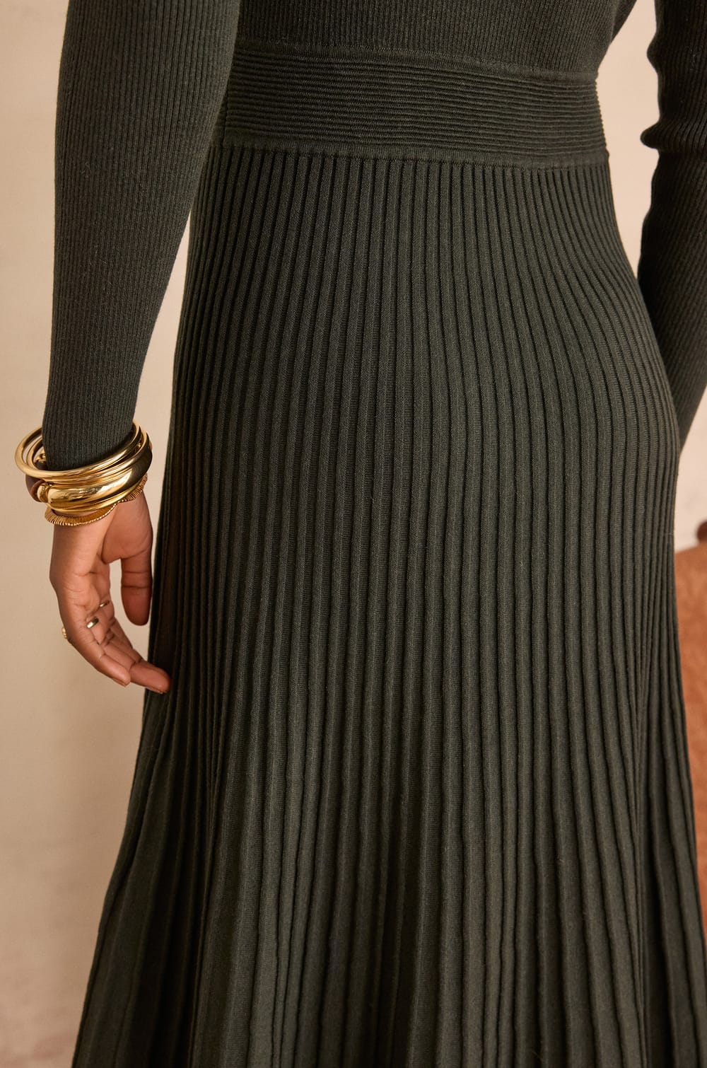 MARTIKA pleated knit dress;${refinementColor}