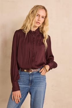 MAY high-neck satin blouse;${refinementColor}