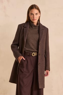 Chocolate mixed wool coat ANABELLE;${refinementColor}