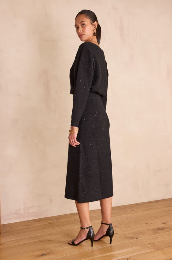 CLEOPATRE sequin knit midi skirt;${refinementColor}