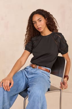 LEA balloon sleeve T-shirt;${refinementColor}