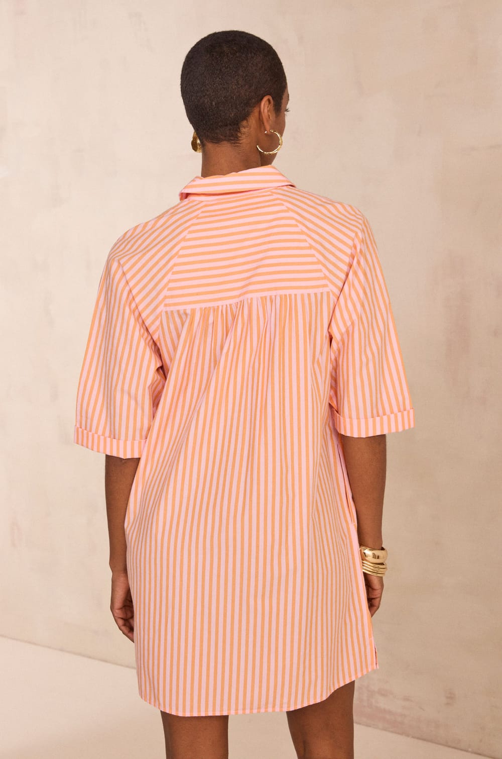 Striped cotton shirt dress BEST;${refinementColor}