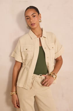 Short sleeve cotton jacket VITA;${refinementColor}