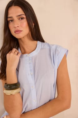 MONICA sleeveless striped cotton blouse;${refinementColor}