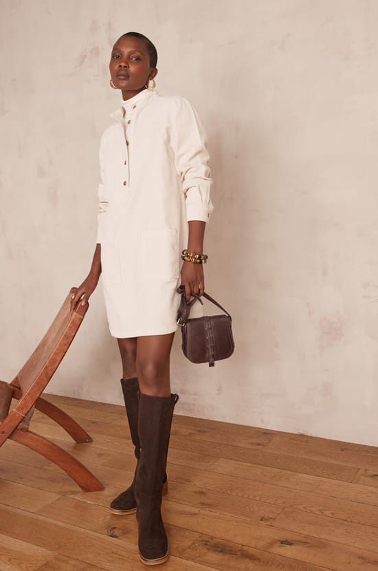 RITA velvet shirt dress;${refinementColor}