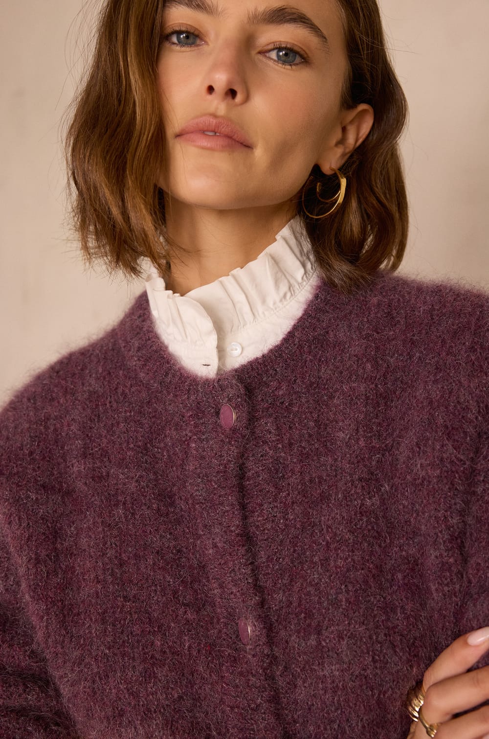 LOU mohair and alpaca cardigan;${refinementColor}