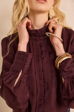 MAY high-neck satin blouse;${refinementColor}