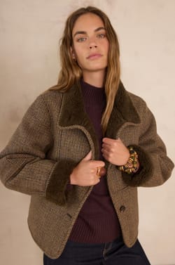 DARIO checked coat;${refinementColor}