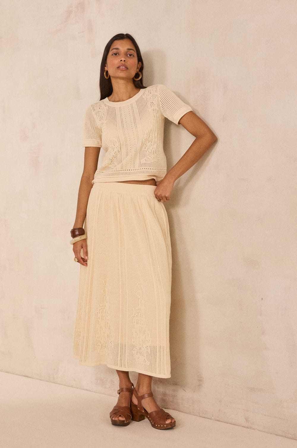 Crocheted mesh skirt 100% cotton OSLO;${refinementColor}