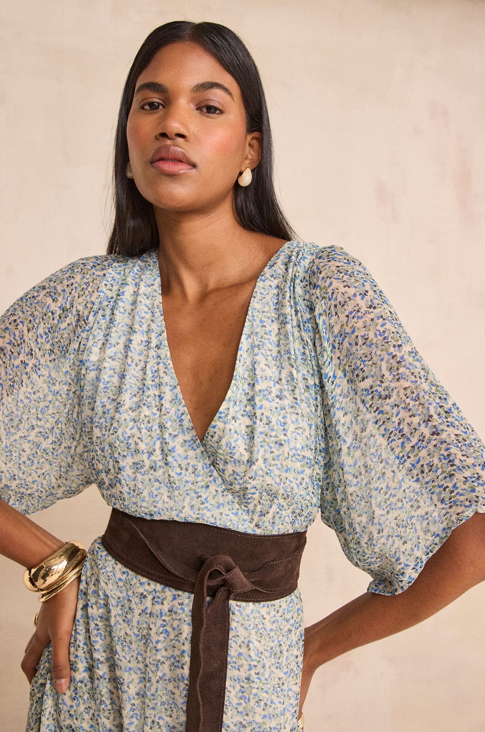 Straight dress with BALMA print;${refinementColor}