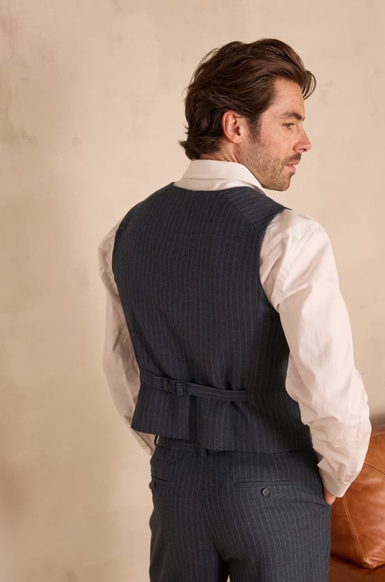 Unisex striped sleeveless tailored waistcoat AVENTUREUX;${refinementColor}